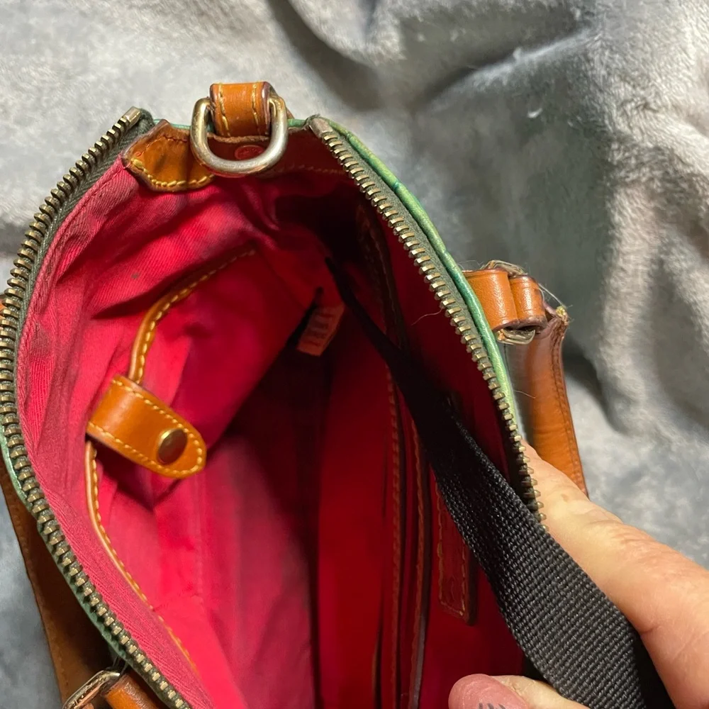 Dooney & Bourke Turquoise Croc-Embossed Satchel - Picture 3 of 6